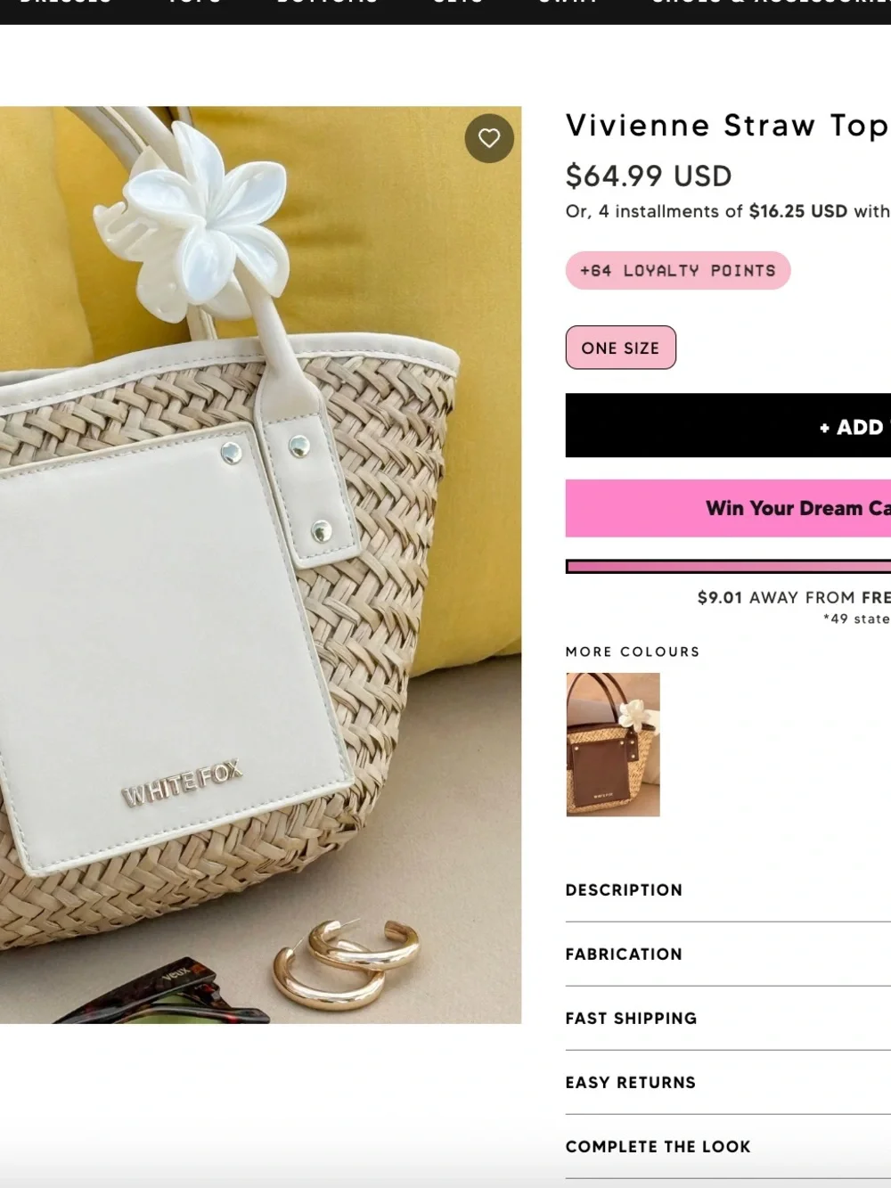 white fox Vivienne Straw Top Handle Bag Cream - Picture 4 of 4